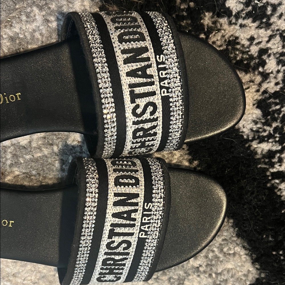 Dior Black Slides with Silver Accents - Picture 9 of 9